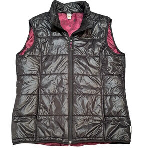 QUECHUA Men's L Black Vest Zip  Pockets Hiking Outdoor Gorpcore Accent Lining